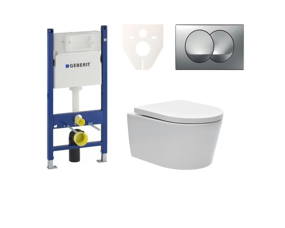 Viseči WC set SAT Brevis s podometnim splakovalnikom Geberit Delta in tipko za splakovanje