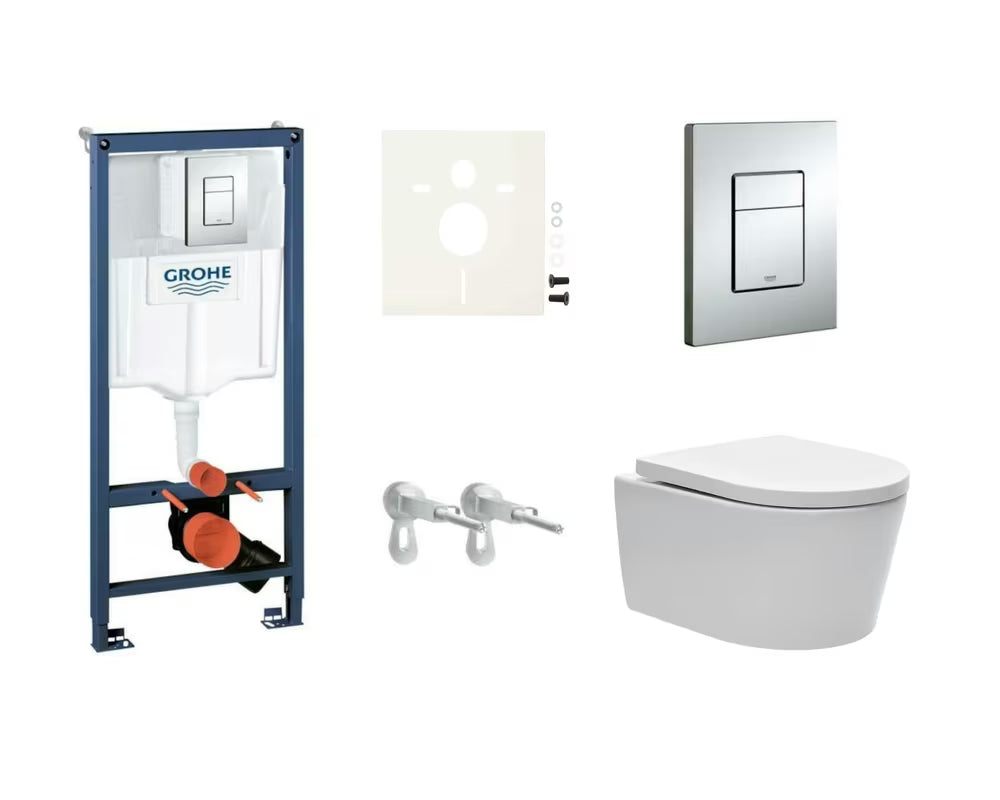 Viseči WC set SAT Brevis z modulom Grohe Rapid SL in splakovalno tipko Skate Cosmopolitan