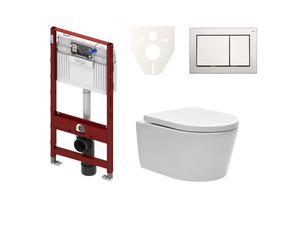 Viseči WC set SAT Brevis s podometnim modulom TECE Profil in tipko za splakovanje