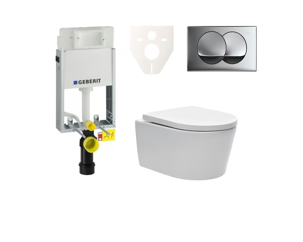 Viseči WC set SAT Brevis s ugradbenim modulom Geberit i tipkom za ispiranje