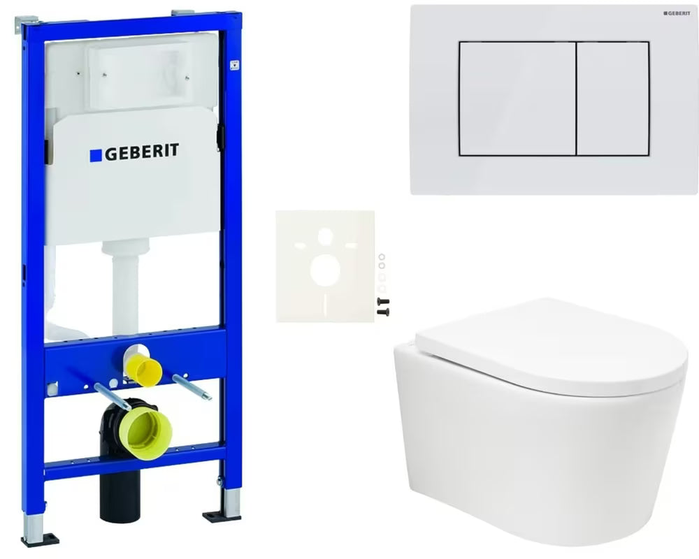 Viseči WC set SAT Brevis u sjajno bijeloj boji s vrtložnim ispiranjem i sjedalom mehko Zapiranje Soft Close