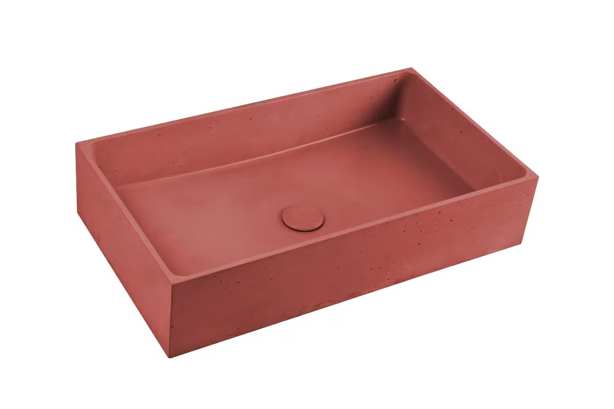Terakota betonski umivalnik na ploščo SAT Cemento 64x37 cm z oglato obliko