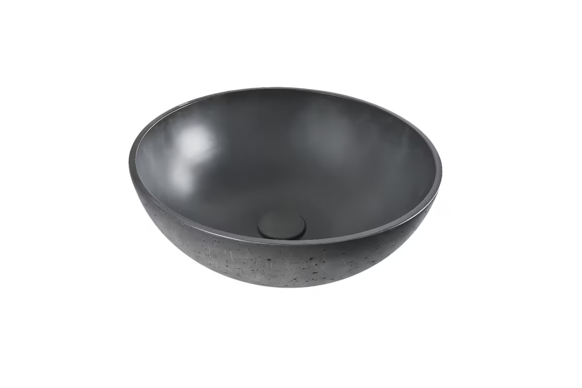 Antracitni betonski umivalnik na ploščo SAT Cemento 42x42 cm s tankim stijenkama