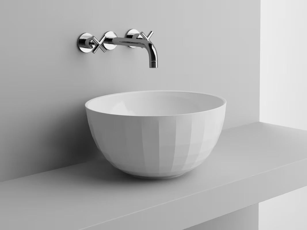 Bijeli umivalnik na ploščo SAT Costa 42x42 cm s glatkom površinom