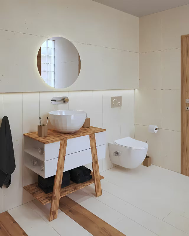 Bijeli umivalnik na ploščo SAT Costa 42x42 cm s glatkom površinom