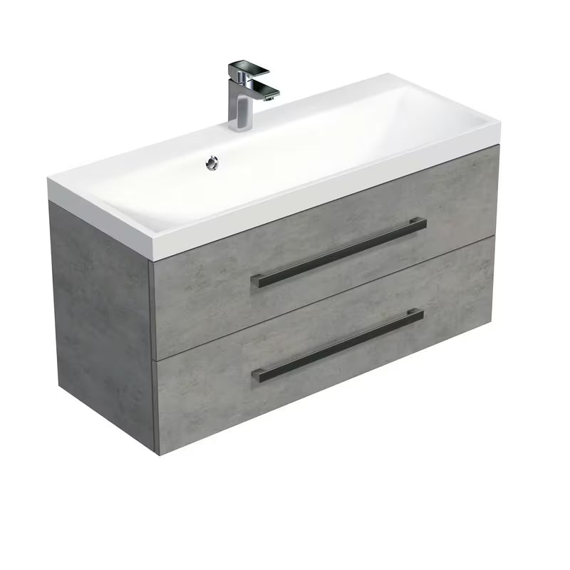 Viseča kopalniška omarica z umivalnikom SAT Cube Way v imitaciji betona, 100x53x40 cm