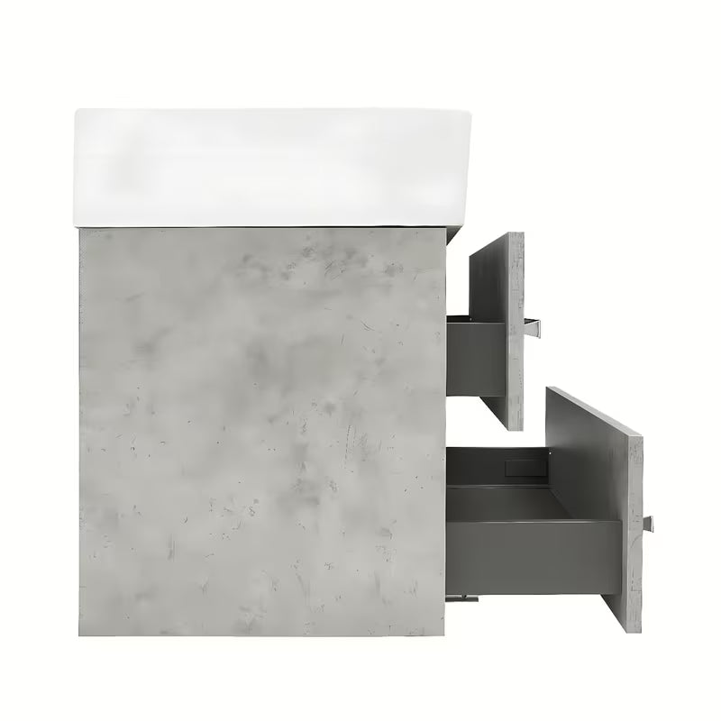 Viseča kopalniška omarica SAT Cube Way s keramičnim umivalnikom v dekorju beton 60x46x53 cm
