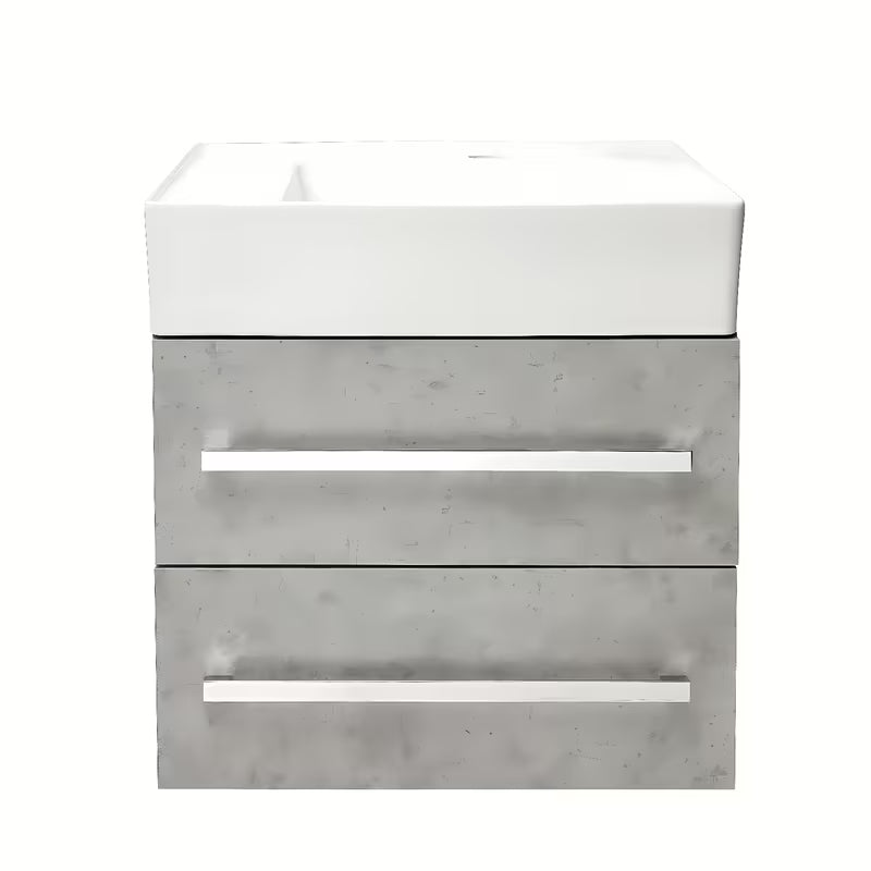 Viseča kopalniška omarica s keramičnim umivalnikom SAT Cube Way 60x46 cm v dekorju beton