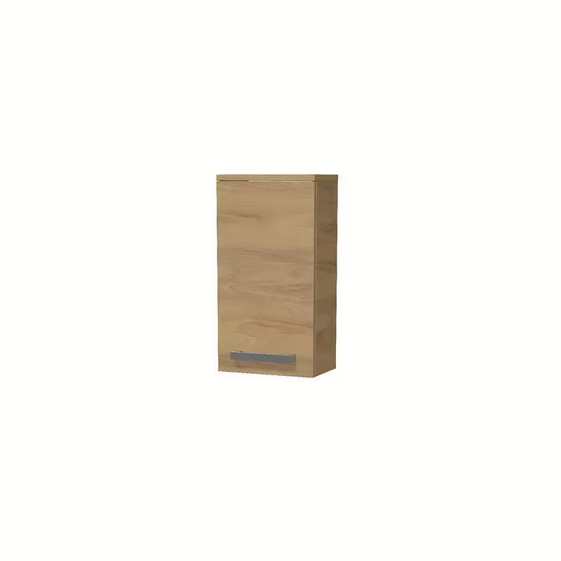 Viseča kopalniška omarica SAT Cube Way u dekoru hrast hickory s kromiranim ručkicama