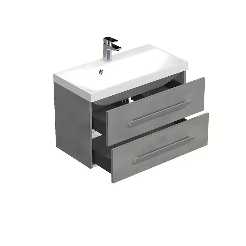 Viseča kopalniška omarica z umivalnikom SAT Cube Way 80x40x53 cm u imitaciji betona