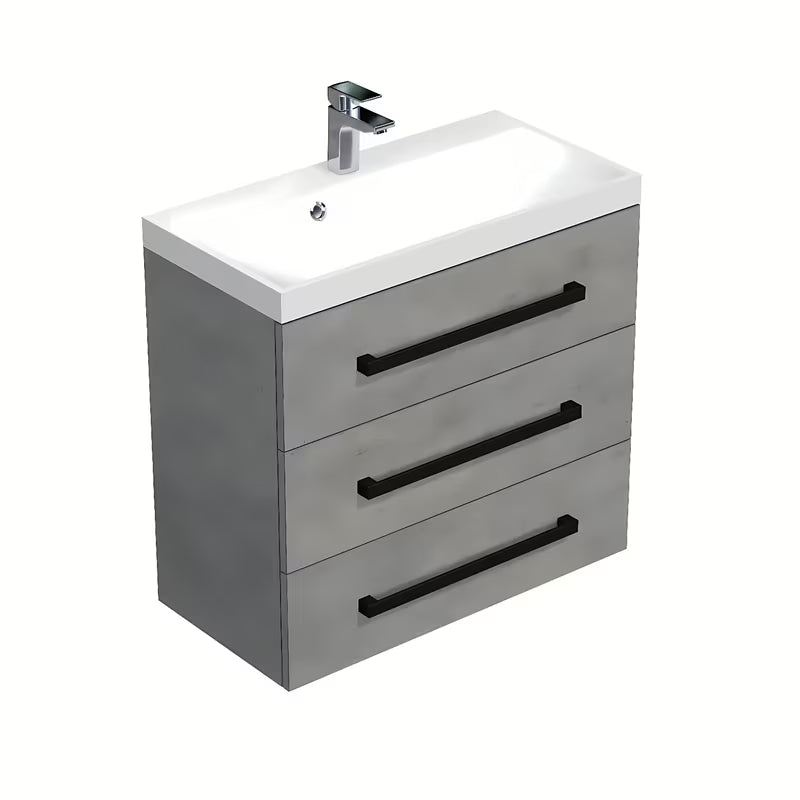 Viseča kopalniška omarica z umivalnikom SAT Cube Way u dekoru imitacije betona