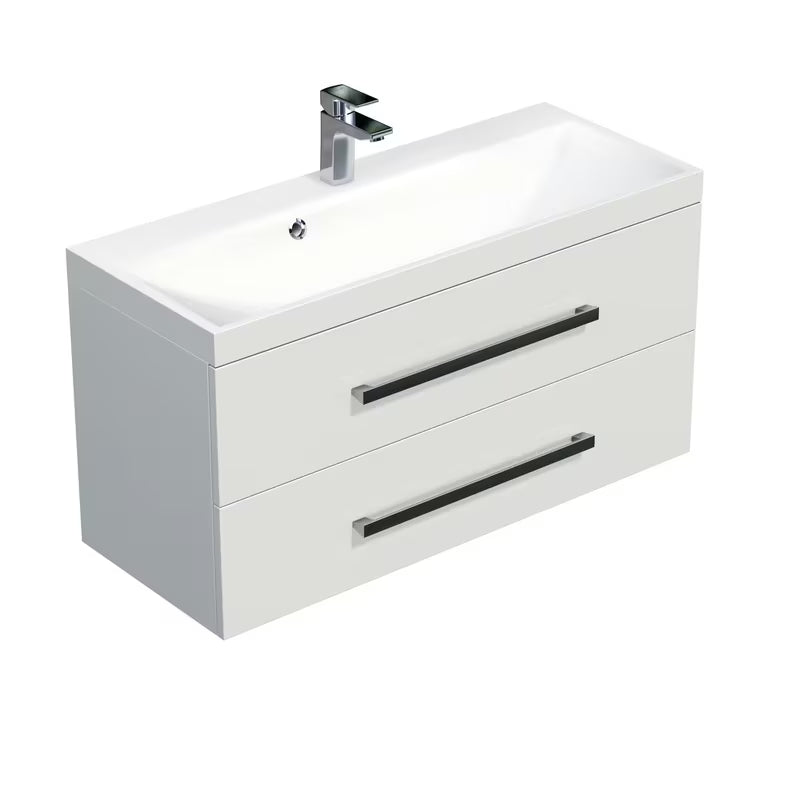 Viseča kopalniška omarica SAT Cube Way z umivalnikom od lijevanog mramora u sjajnoj bijeloj boji