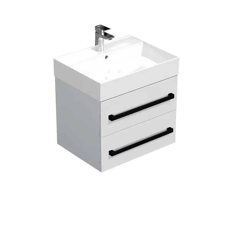 Viseča kopalniška omarica s keramičkim umivaonikom SAT Cube Way u bijelom sjaju