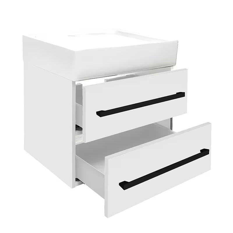 Viseča kopalniška omarica s keramičkim umivaonikom SAT Cube Way u bijelom sjaju 60x53x46 cm