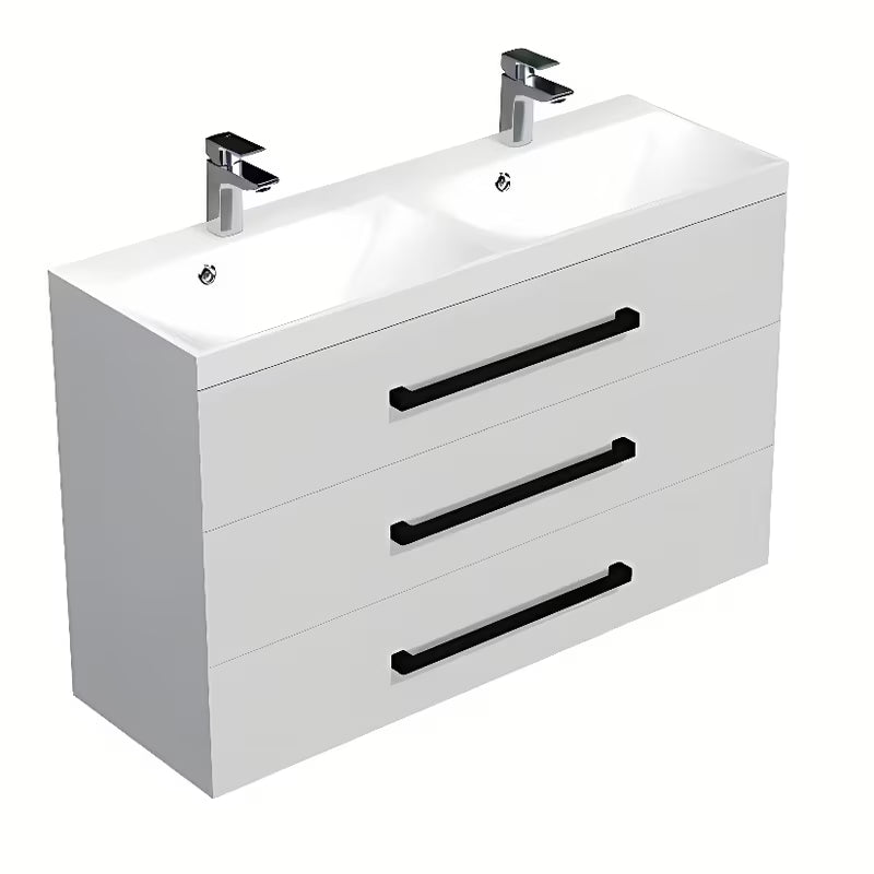 Viseča kopalniška omarica SAT Cube Way z umivalnikom od lijevanog mramora u bijelom sjaju