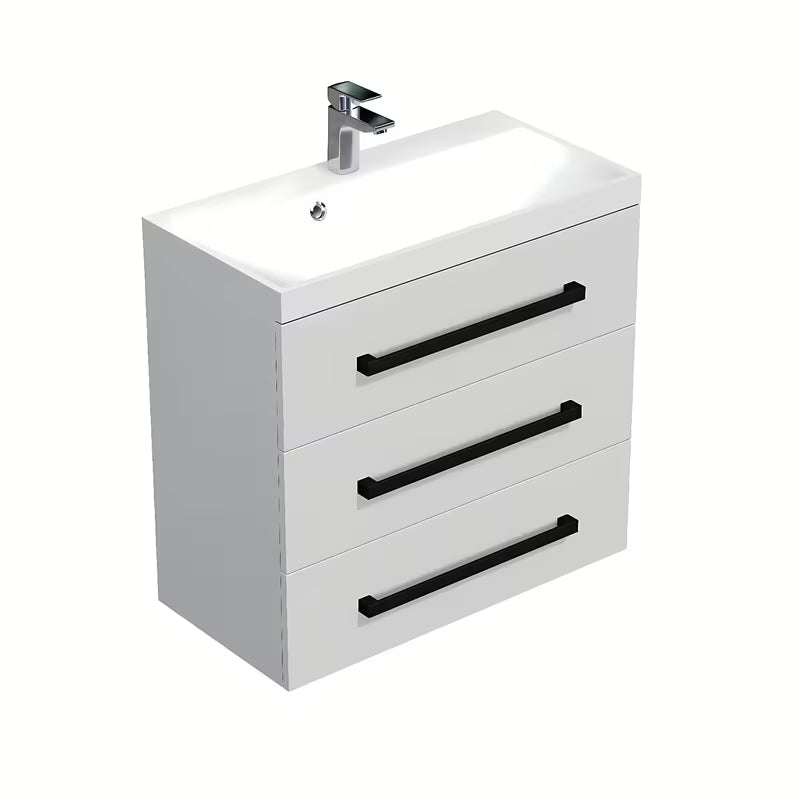 Viseča kopalniška omarica SAT Cube Way z umivalnikom od lijevanog mramora u bijelom sjaju