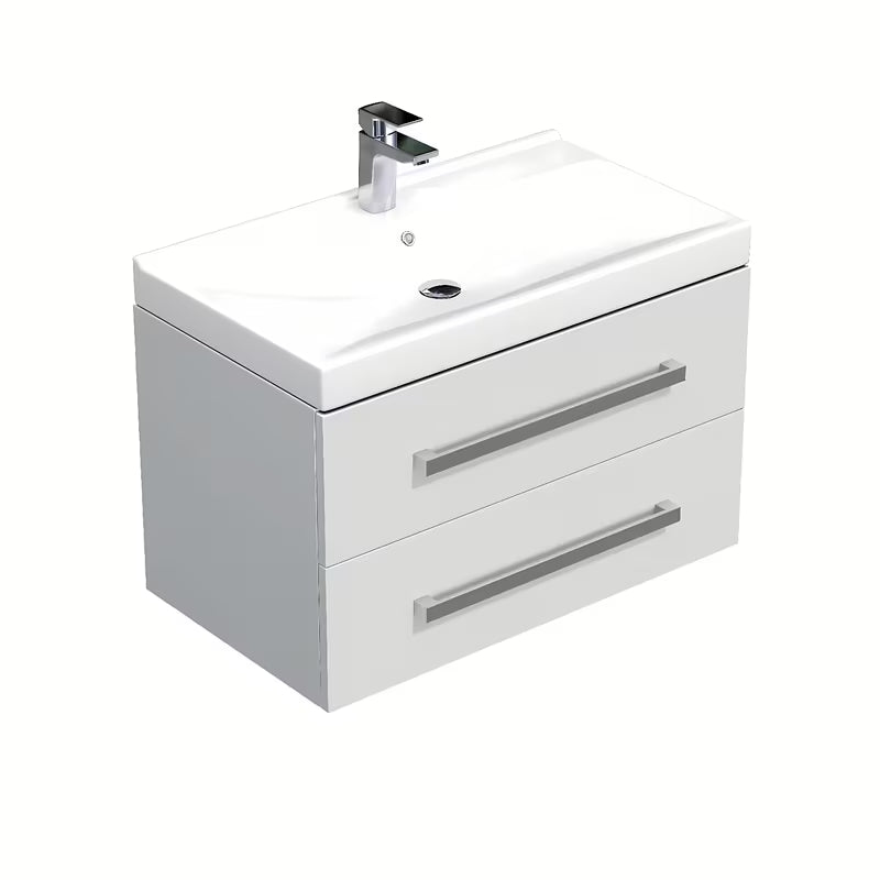 Viseča kopalniška omarica SAT Cube Way s keramičkim umivaonikom u bijelom sjaju