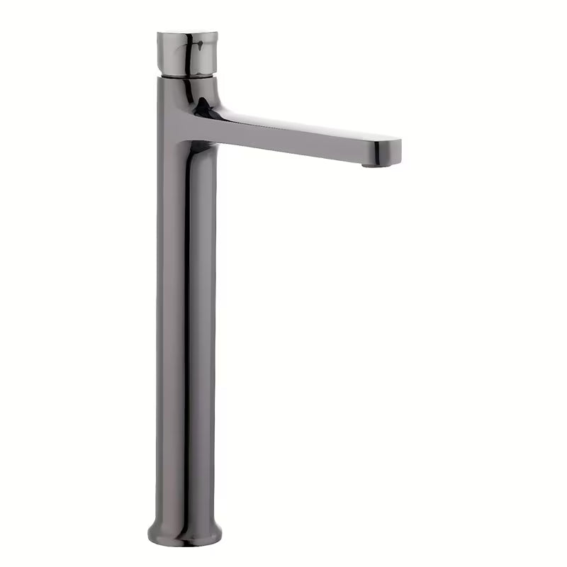 Visoka armatura za Umivalnik SAT Dark v izvedbi PVD Gun Metal z ročnim upravljanjem brez odtoka.