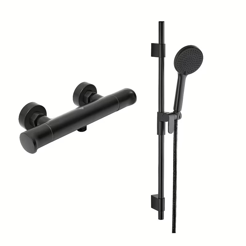 Armatura za Tuš SAT Dark s tuš setom u mat crnoj boji pro modernu kupaonicu.