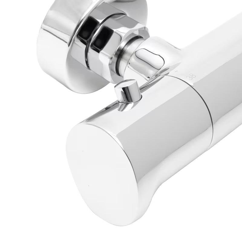 Kromirana stenska termostatska armatura za tuš SAT Dark sa sigurnosnim graničnikom na 38 °C.