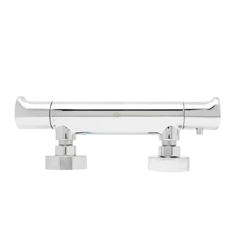 Kromirana stenska termostatska armatura za tuš SAT Dark sa sigurnosnim graničnikom na 38 °C.