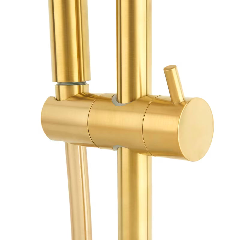 Tušni sistem SAT Dark s termostatsko armaturo u obradi brušeno zlato i okruglim nadglavnim tušem 25 cm.