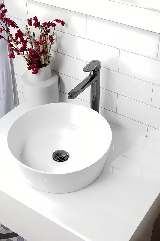 Visoka armatura za Umivalnik SAT Dark u obradi PVD gun metal brez odtoka.