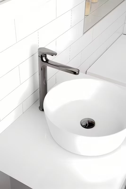 Visoka armatura za Umivalnik SAT Dark u obradi PVD gun metal brez odtoka.