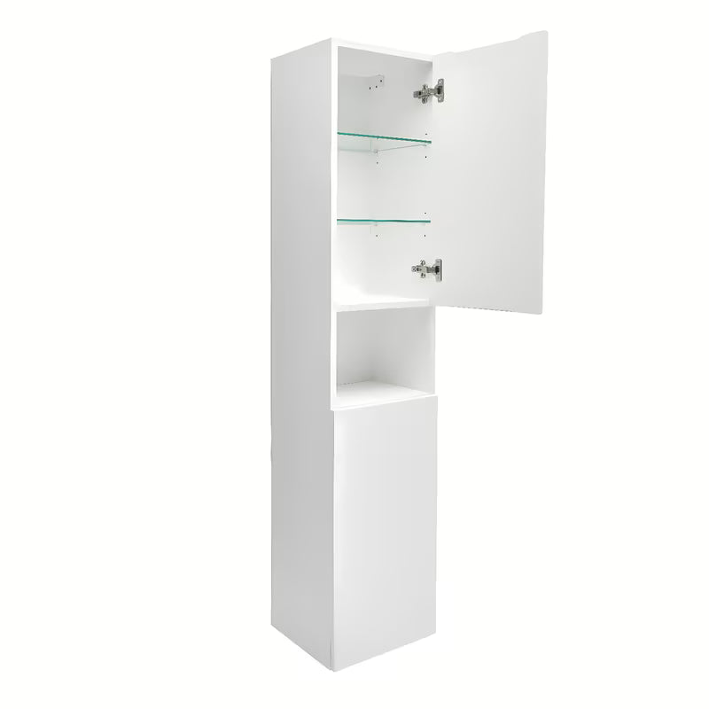 Visoka viseča kopalniška omarica SAT Evolution u mat bijeloj boji s okomitim utorima