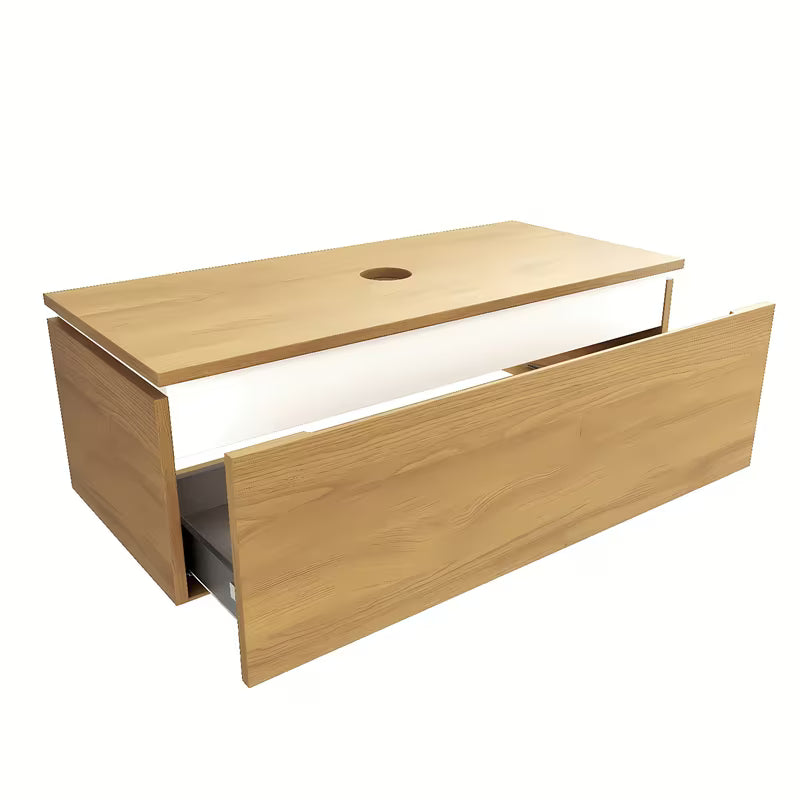 Viseča kopalniška omarica SAT Feel s pokrivno ploščo u dekoru medni hrast