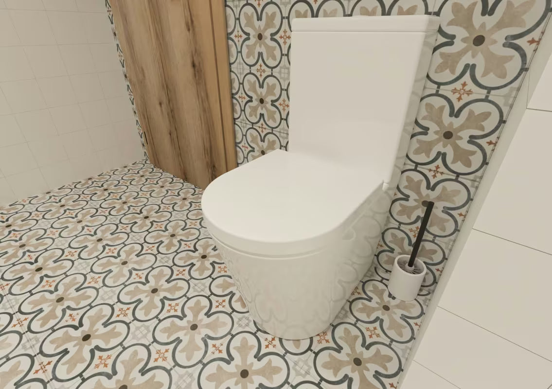 Bela keramična WC ščetka SAT Feel v prostostoječi izvedbi