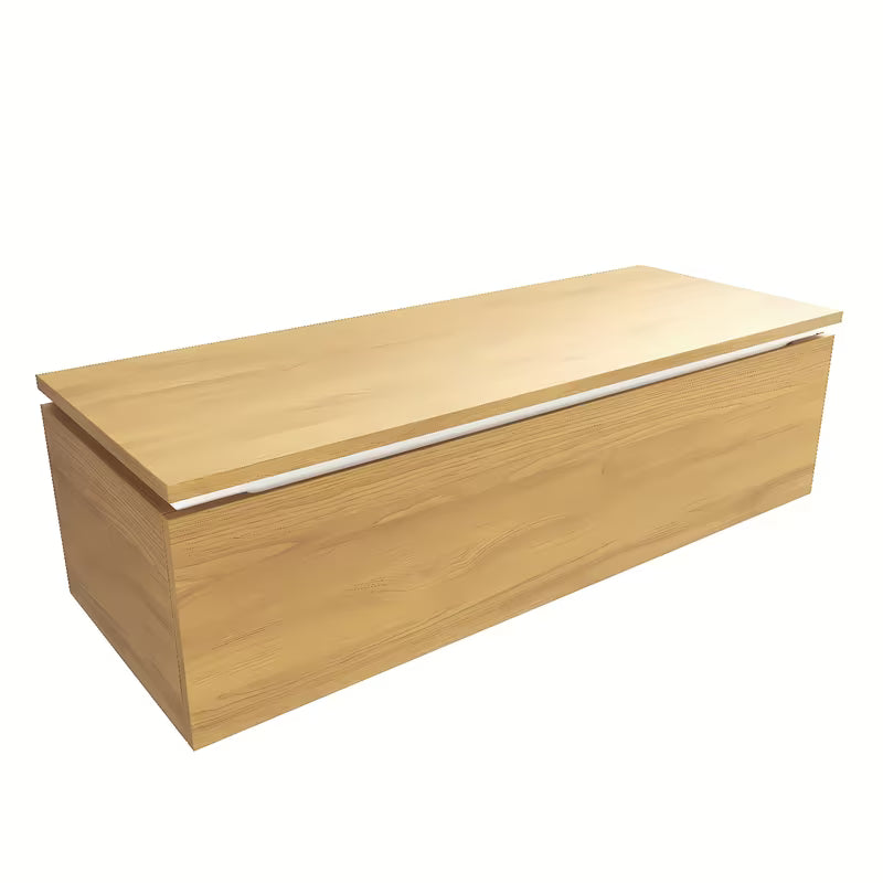 Viseča kopalniška omarica SAT Feel s pokrivno ploščo v dekorju medenega hrasta, 120x46x30 cm