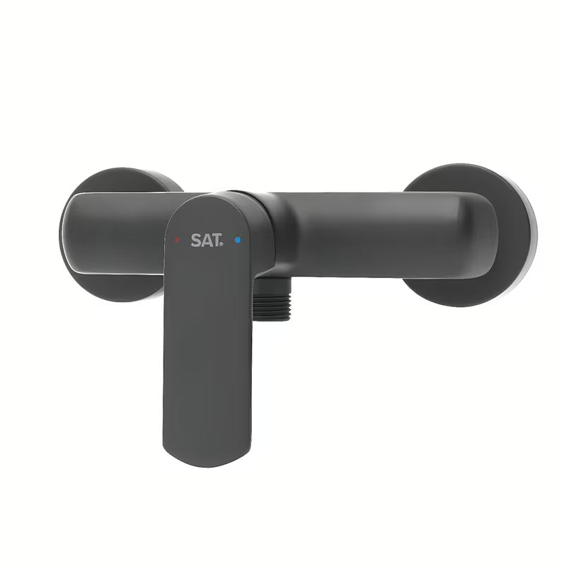 Stenska enoročna armatura za tuš SAT Feel u mat crnoj boji brez tuš seta.