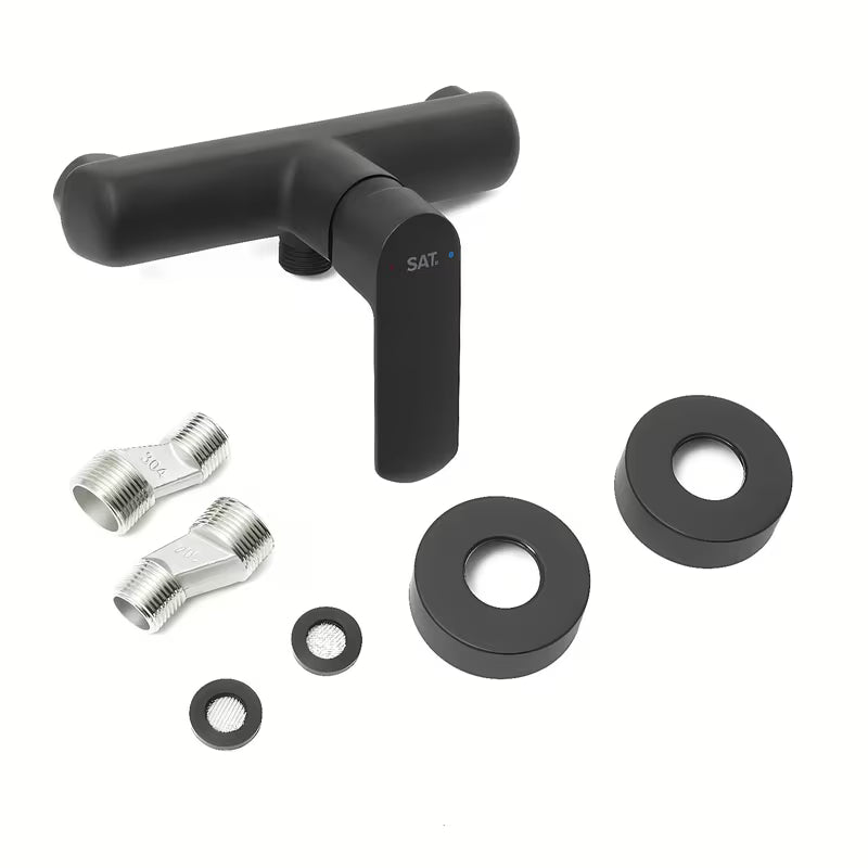 Stenska enoročna armatura za tuš SAT Feel u mat crnoj boji brez tuš seta.