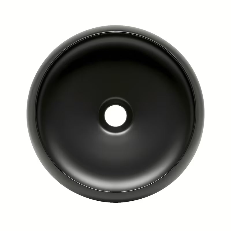 Okrugli keramički umivalnik na ploščo SAT Feel u mat crnoj boji, promjer 36 cm