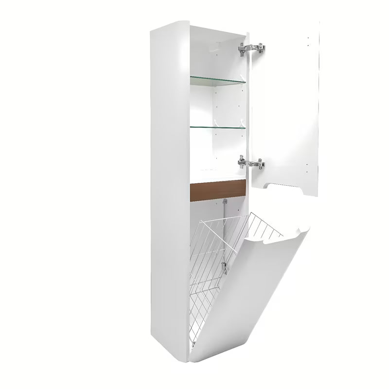 Bijeli mat visoka viseča kopalniška omarica SAT Fusion 40x149x33 cm sa zaobljenim rubovima