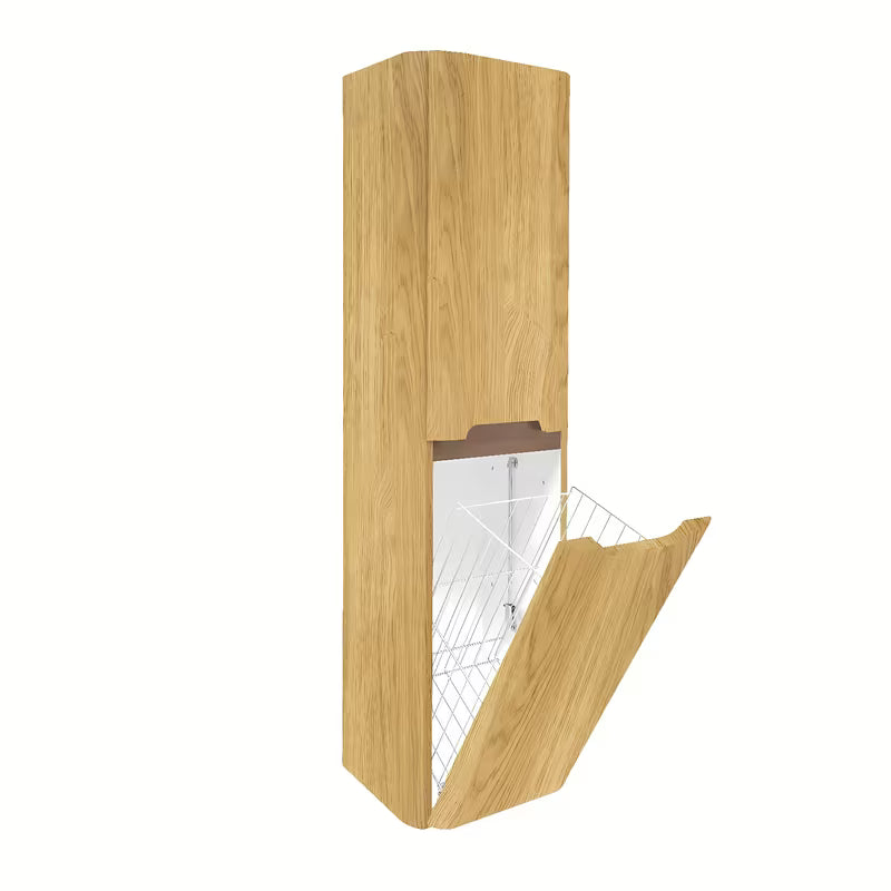 Visoka viseča kopalniška omarica SAT Fusion 40x149x33 cm u dekoru medenog hrasta sa staklenim policama