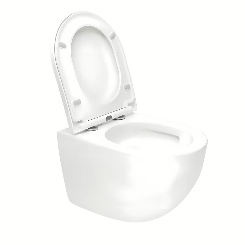 Bel viseča WC školjka SAT Fusion z vrtinčnim splakovanjem in sedežem mehko Zapiranje Soft Close s skritim pritrjevanjem.