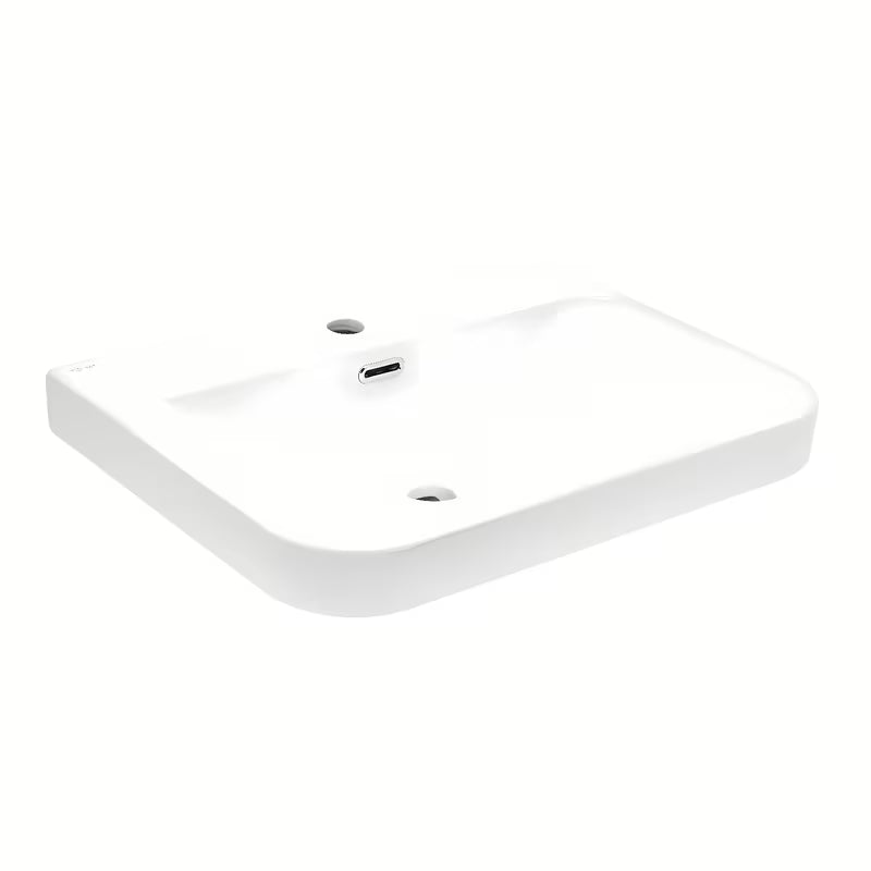 Bel keramični pohištveni umivalnik SAT Fusion 60,5x46,3 cm z odprtino za pro armaturo na sredini
