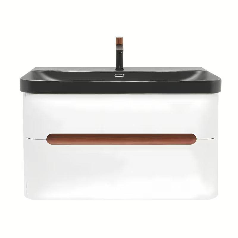 Viseča kopalniška omarica SAT Fusion z umivalnikom u mat bijeloj boji s dvije ladice