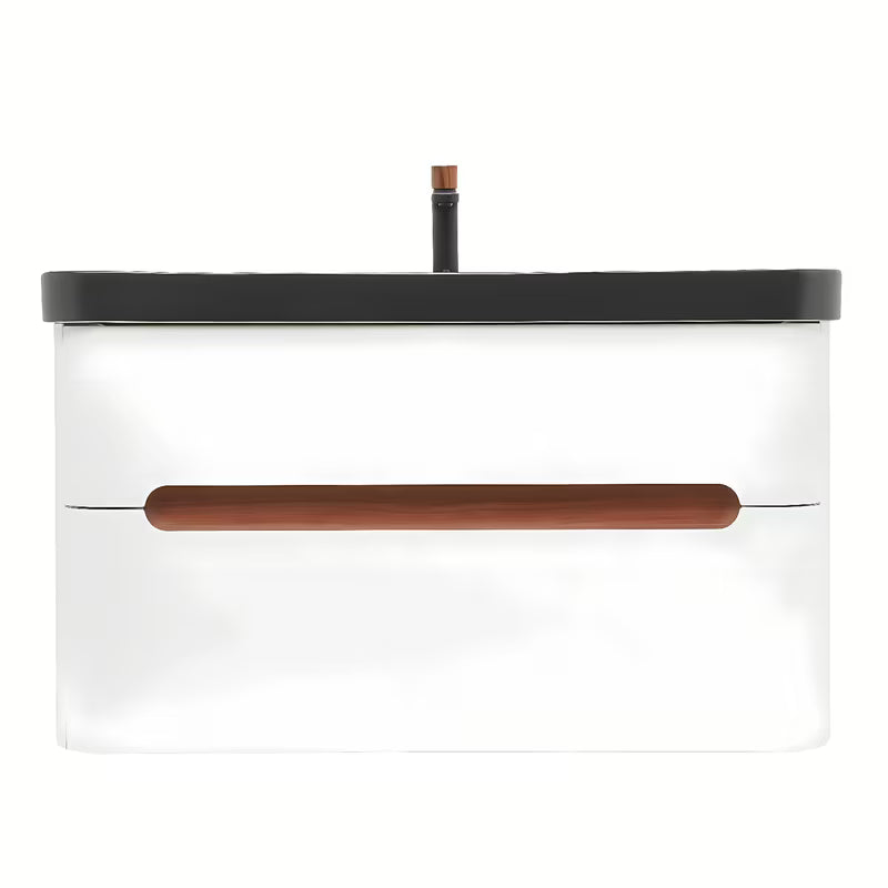 Viseča kopalniška omarica SAT Fusion z umivalnikom u mat bijeloj boji s dvije ladice