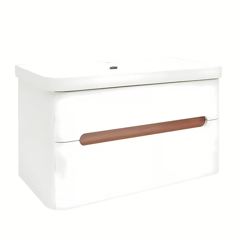 Viseča kopalniška omarica SAT Fusion s keramičkim umivaonikom u mat bijeloj boji