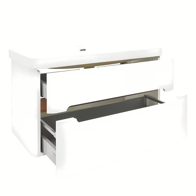 Viseča kopalniška omarica SAT Fusion s keramičkim umivaonikom u mat bijeloj boji