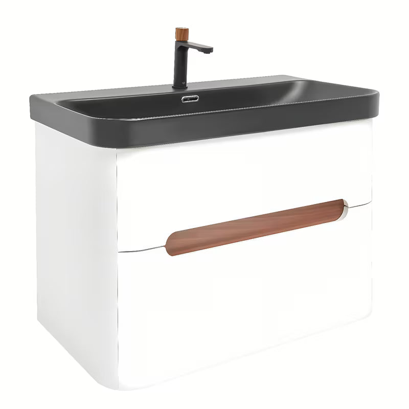 Viseča kopalniška omarica SAT Fusion z umivalnikom u mat bijeloj izvedbi sa zaobljenim kutovima