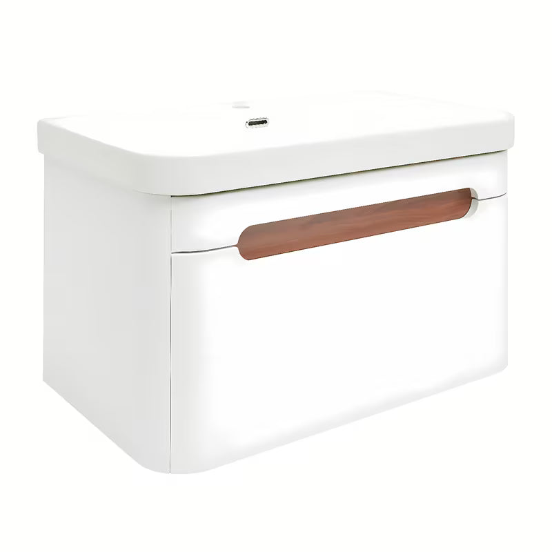 Viseča kopalniška omarica SAT Fusion s keramičkim umivaonikom u mat bijeloj izvedbi