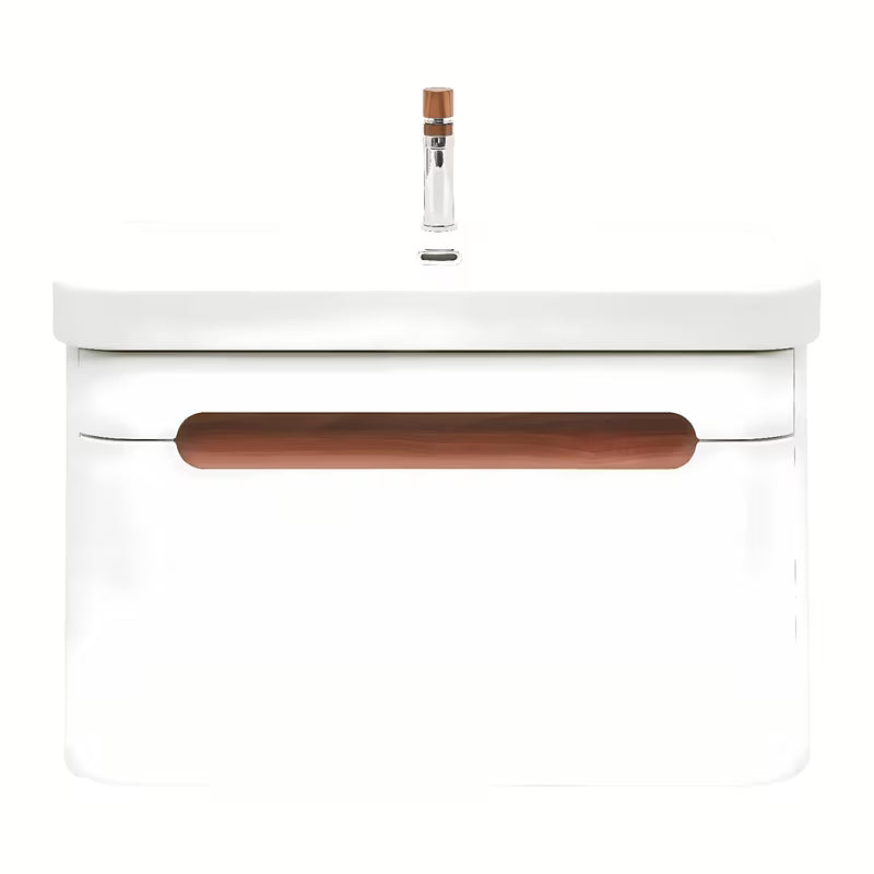 Viseča kopalniška omarica SAT Fusion s keramičkim umivaonikom u mat bijeloj izvedbi