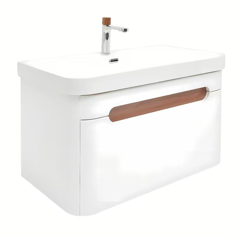 Viseča kopalniška omarica SAT Fusion s keramičkim umivaonikom u mat bijeloj boji