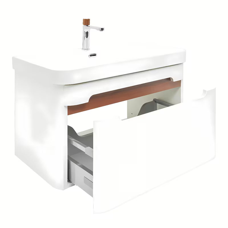 Viseča kopalniška omarica SAT Fusion s keramičkim umivaonikom u mat bijeloj boji