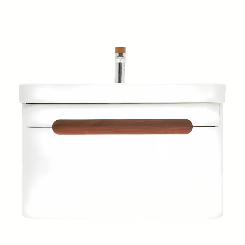 Viseča kopalniška omarica SAT Fusion s keramičkim umivaonikom u mat bijeloj boji