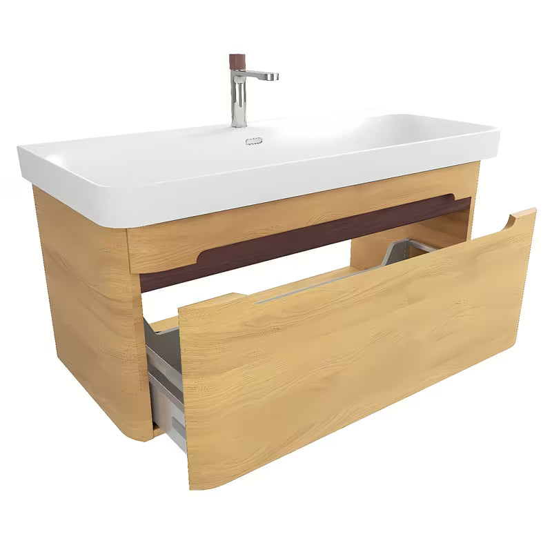 Viseča omarica z umivalnikom SAT Fusion u dekoru medni hrast s bijelim mat umivaonikom